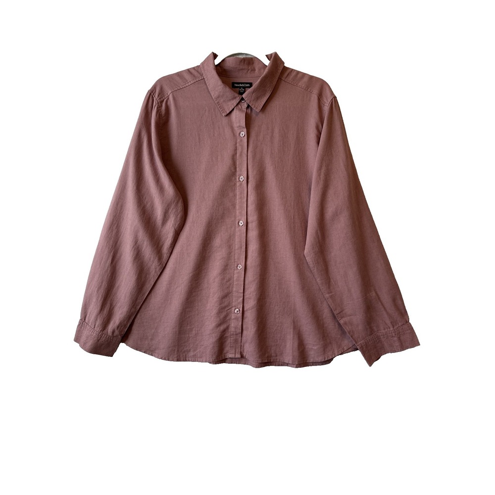 Needle & Cloth Linen Rayon Pink Long Sleeve Button Up Shirt 16/18 Quiet‎ Luxury